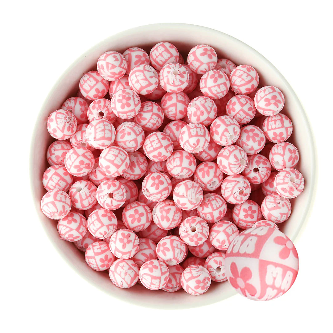 12mm Round Silicone Print Beads - Image 25