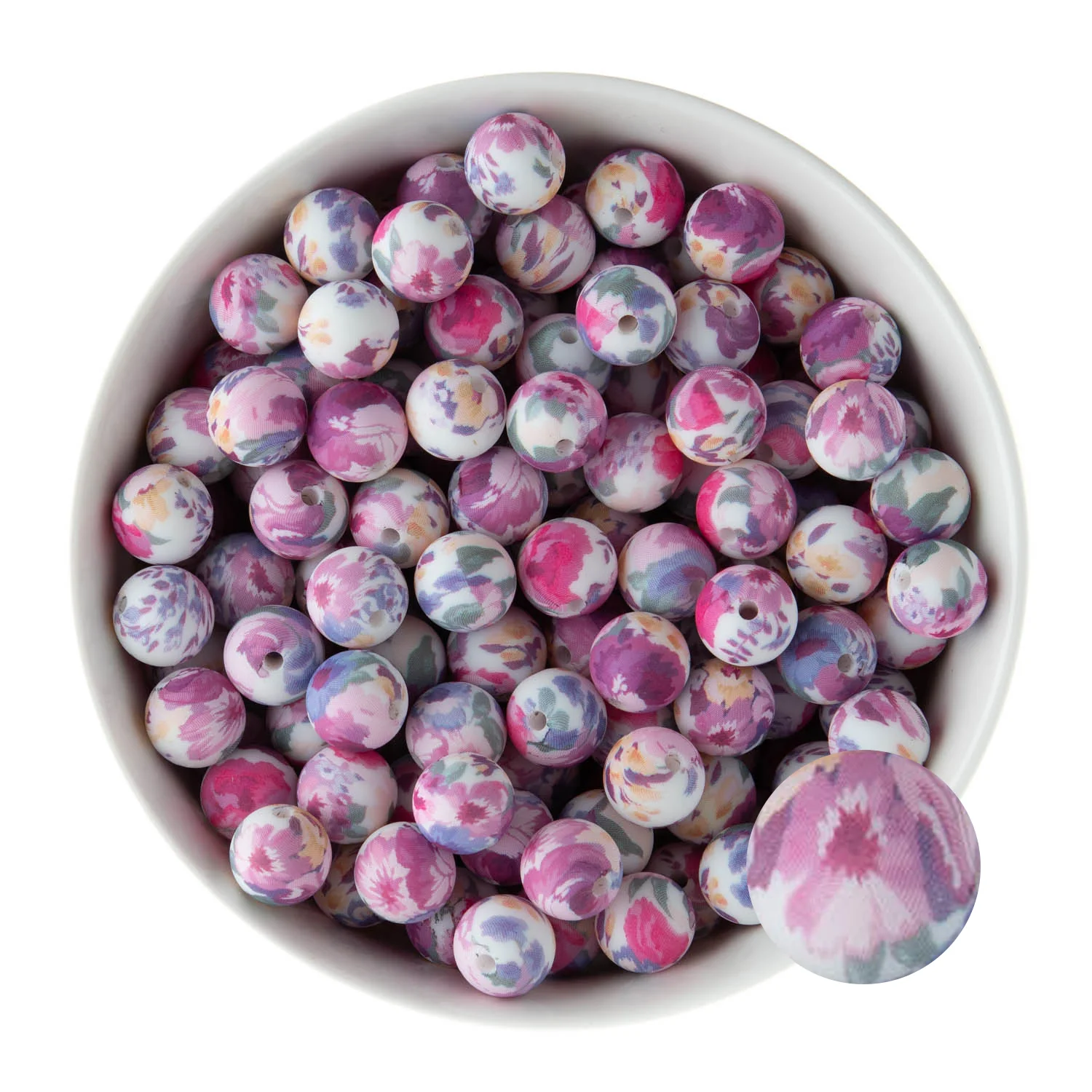 12mm Round Silicone Print Beads - Image 35