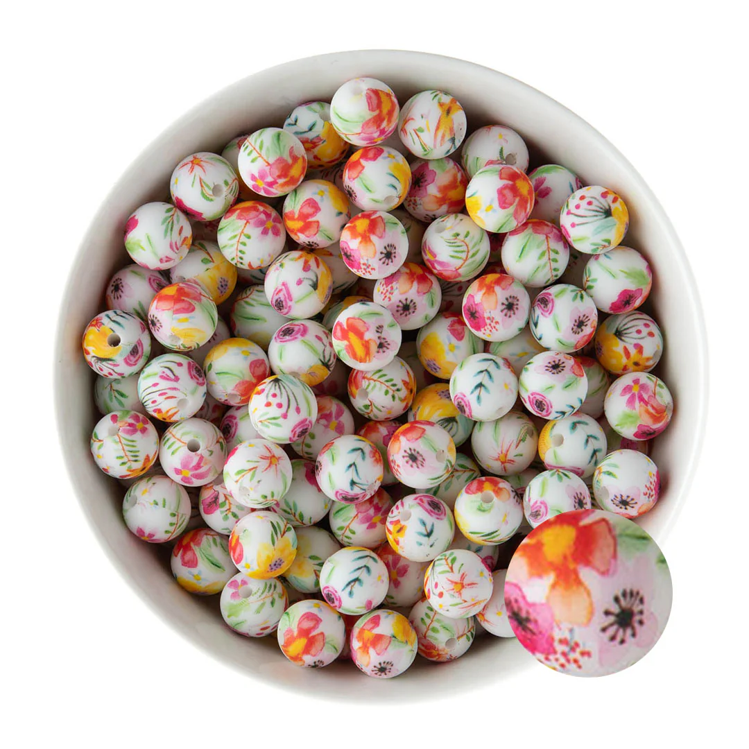 12mm Round Silicone Print Beads - Image 38