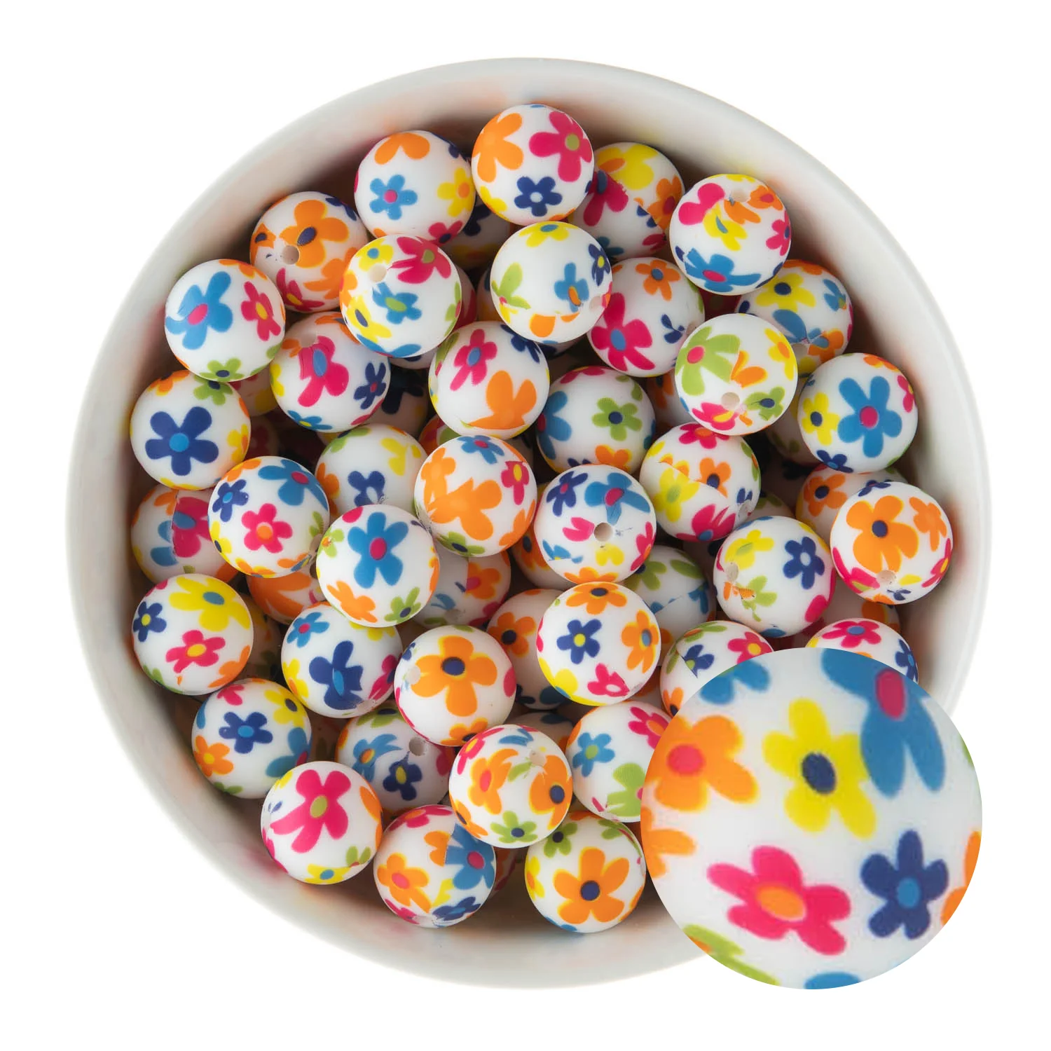 15mm Round Silicone Print Beads - Image 19