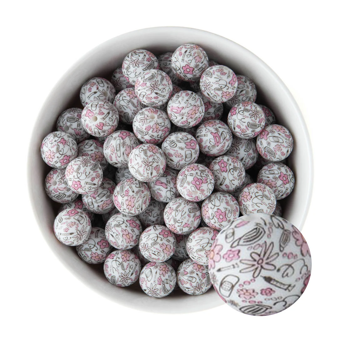 15mm Round Silicone Print Beads - Image 31