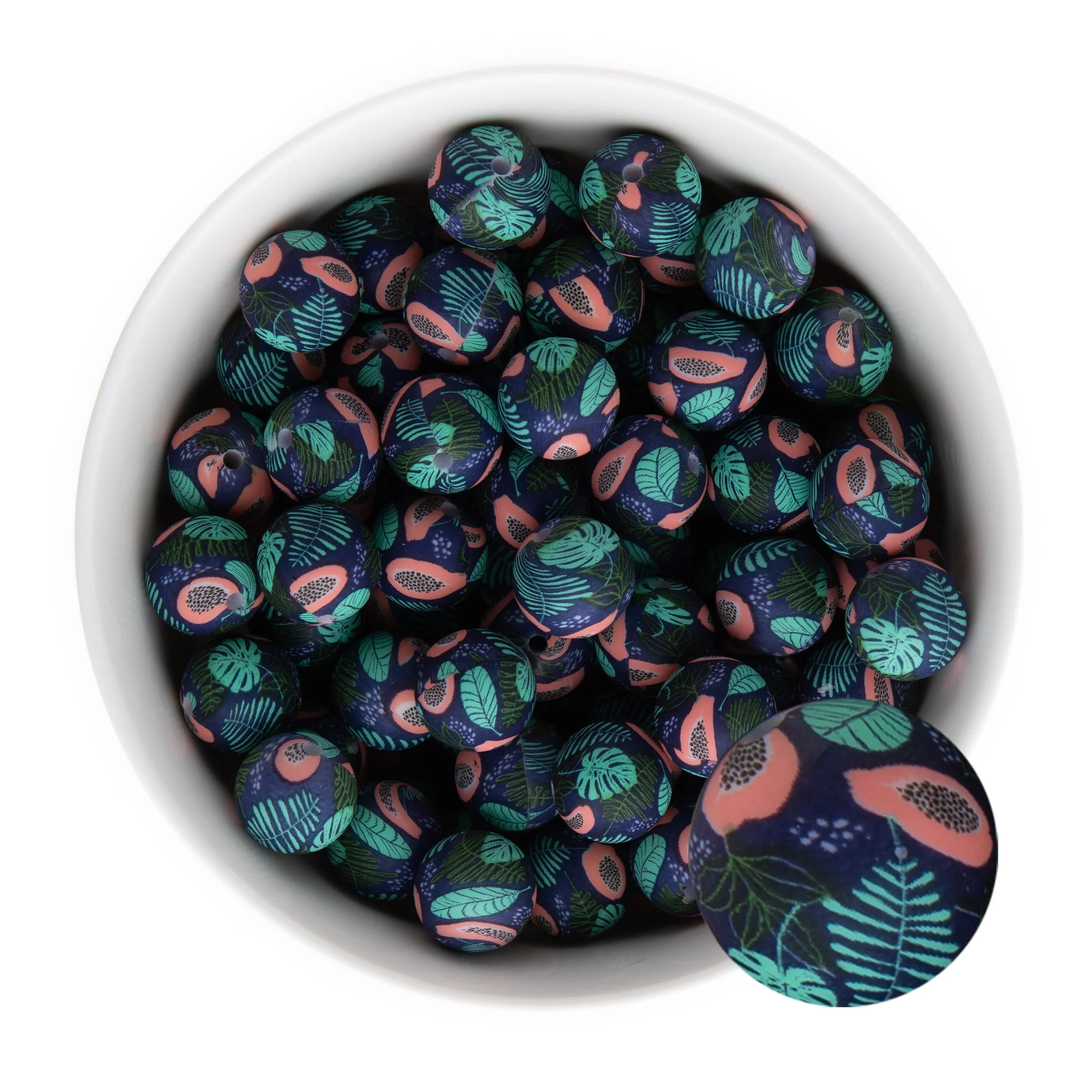 15mm Round Silicone Print Beads - Image 35