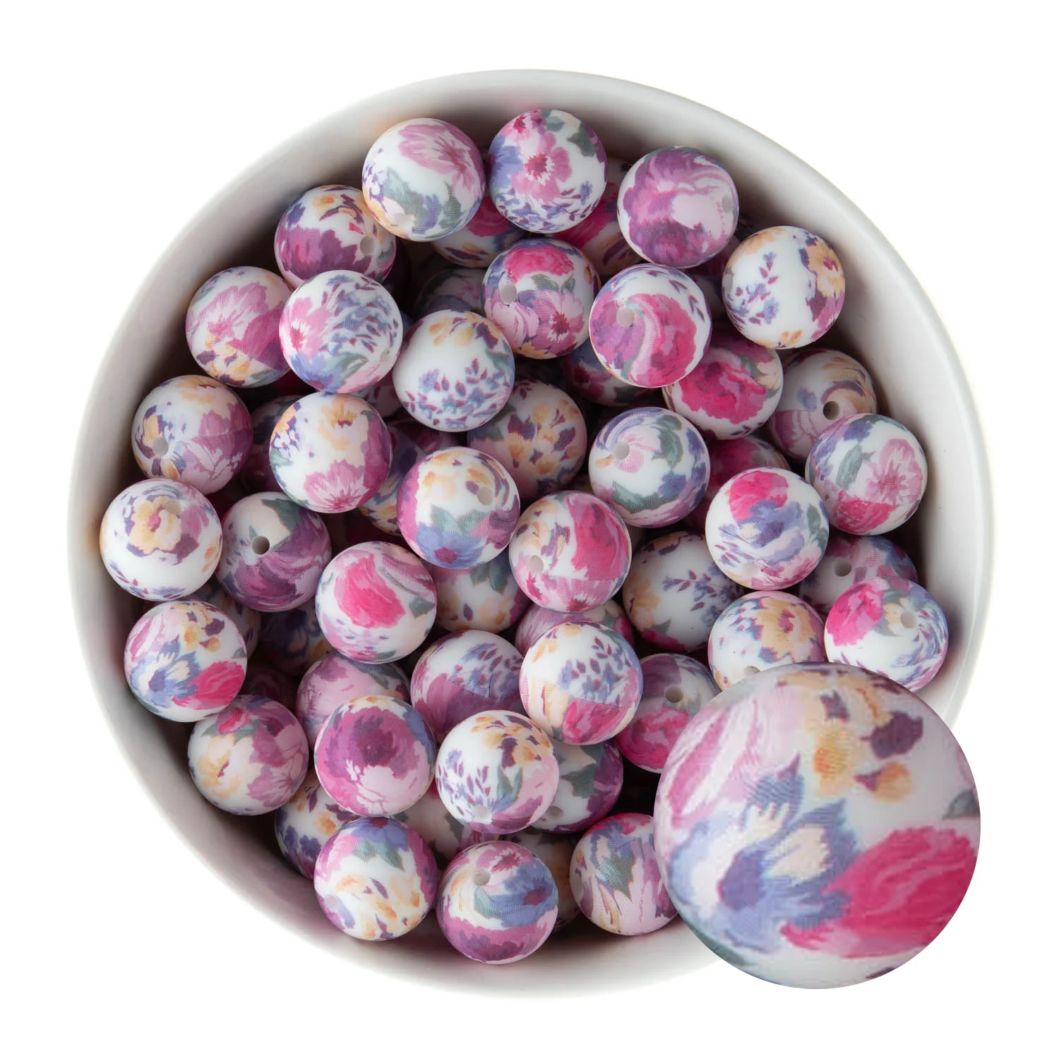 15mm Round Silicone Print Beads - Image 41
