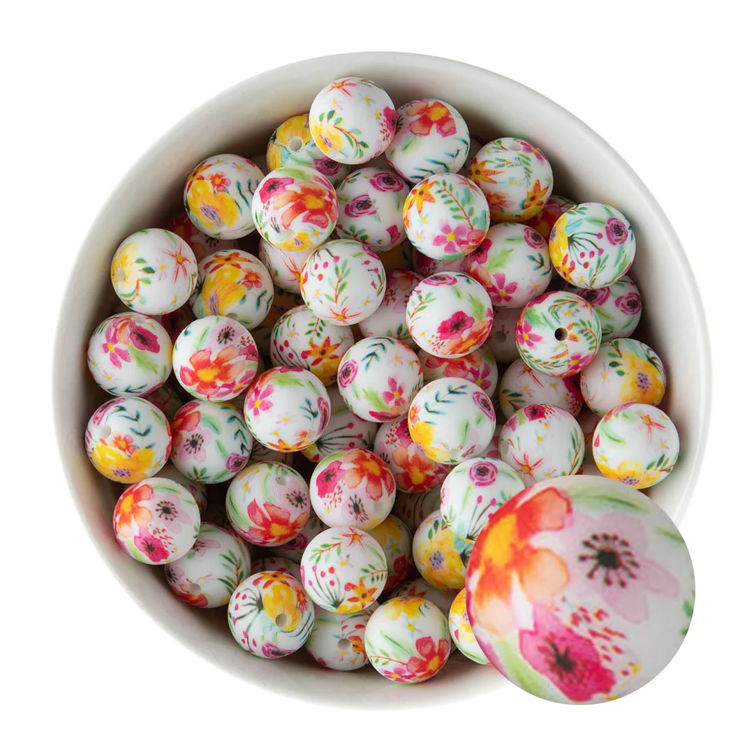 15mm Round Silicone Print Beads - Image 44