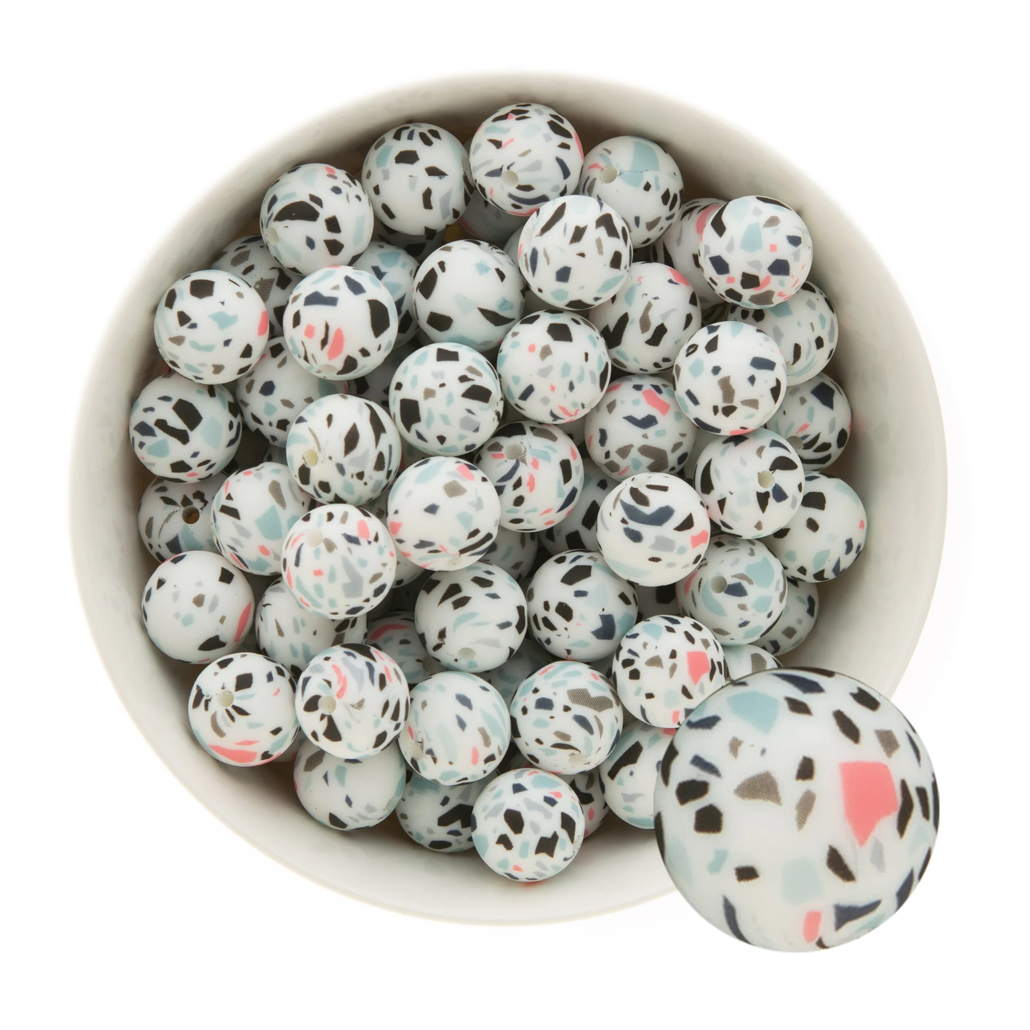 15mm Round Silicone Print Beads - Image 47