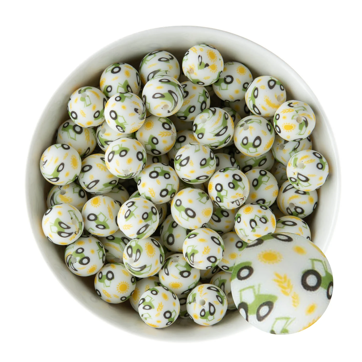 15mm Round Silicone Print Beads - Image 49