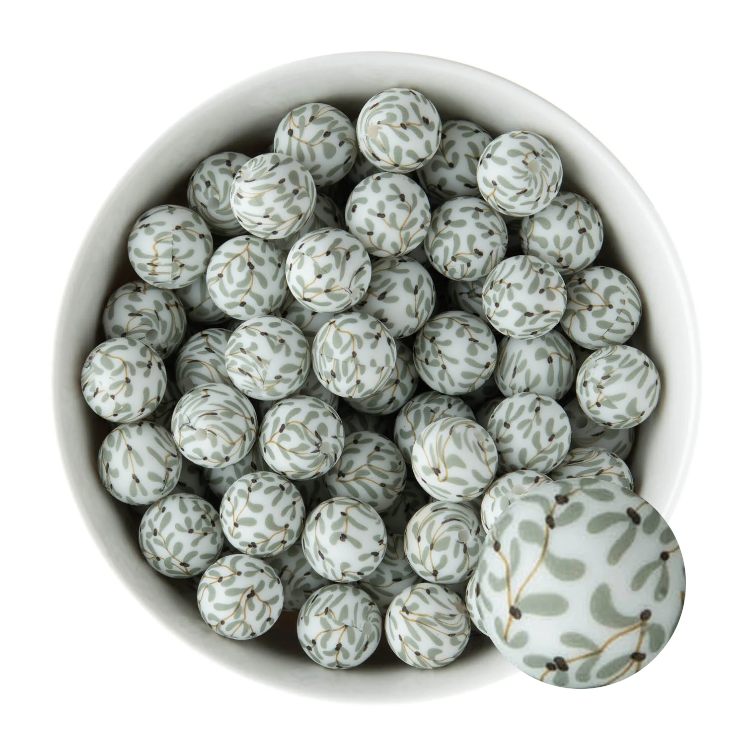 15mm Round Silicone Print Beads - Image 55