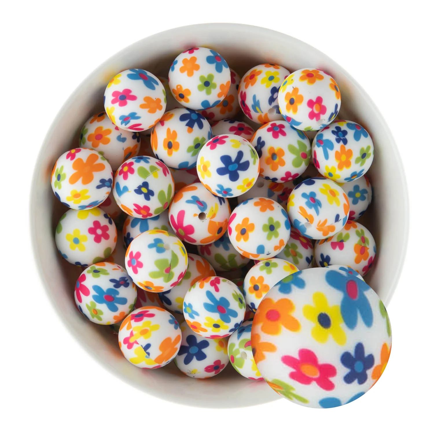 19mm Round Silicone Print Beads - Image 18