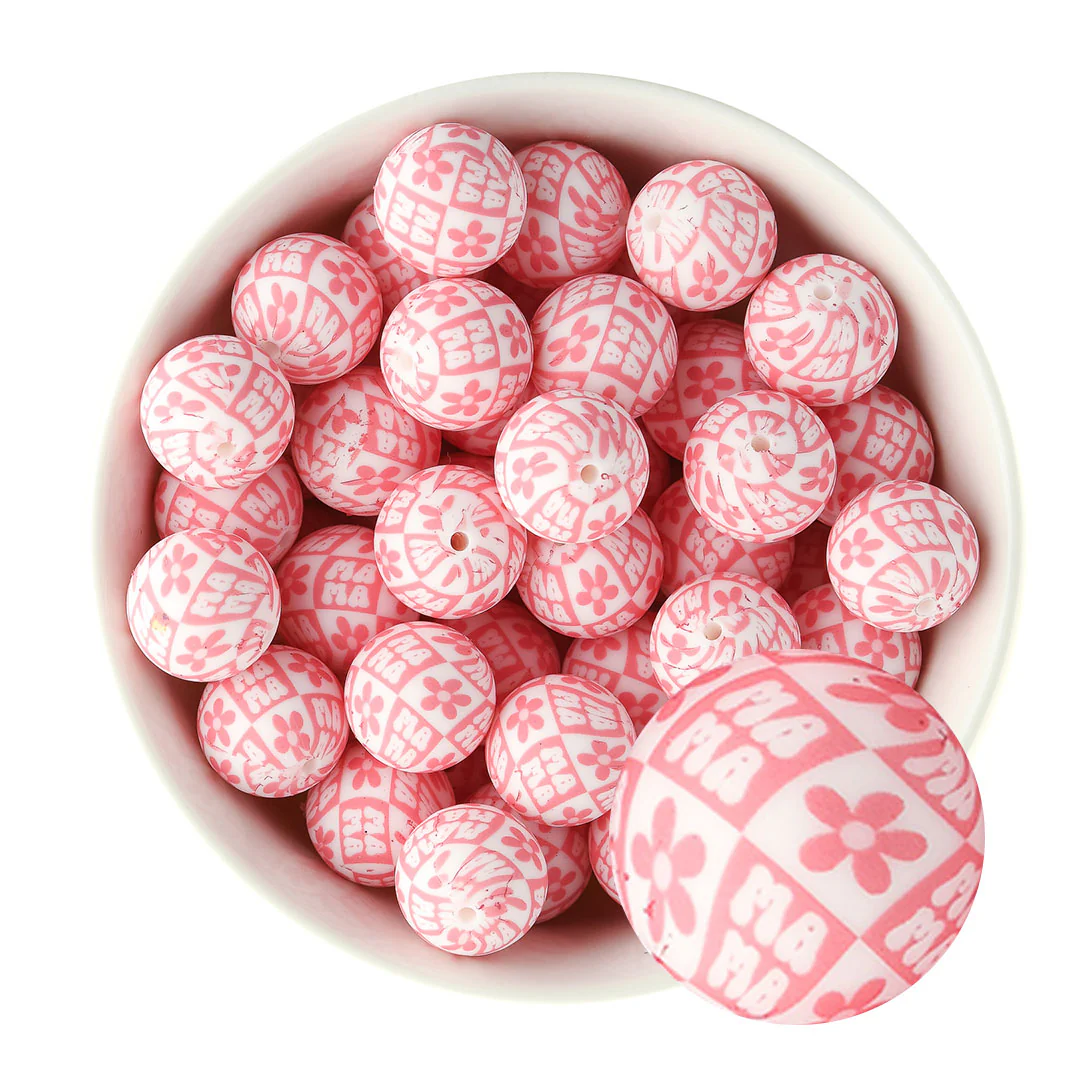 19mm Round Silicone Print Beads - Image 29