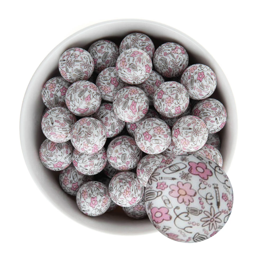 19mm Round Silicone Print Beads - Image 32