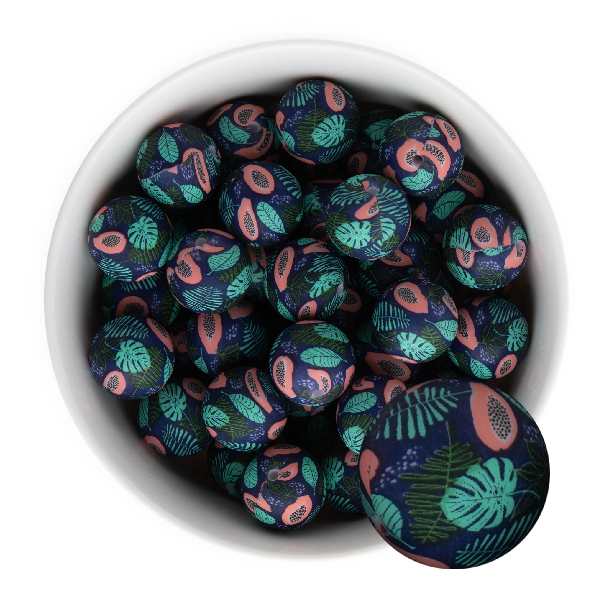 19mm Round Silicone Print Beads - Image 36