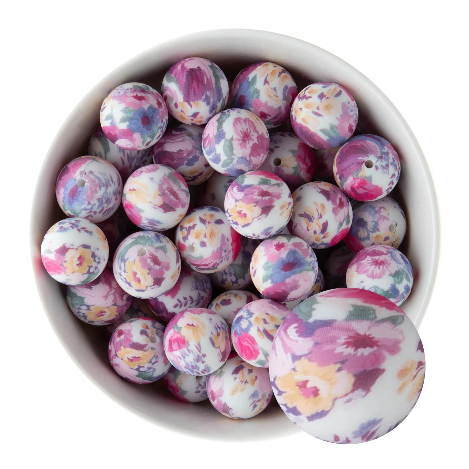 19mm Round Silicone Print Beads - Image 40