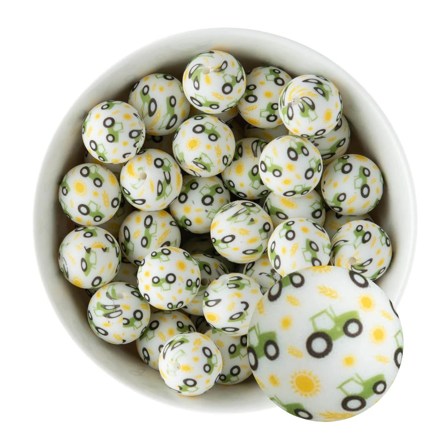 19mm Round Silicone Print Beads - Image 48
