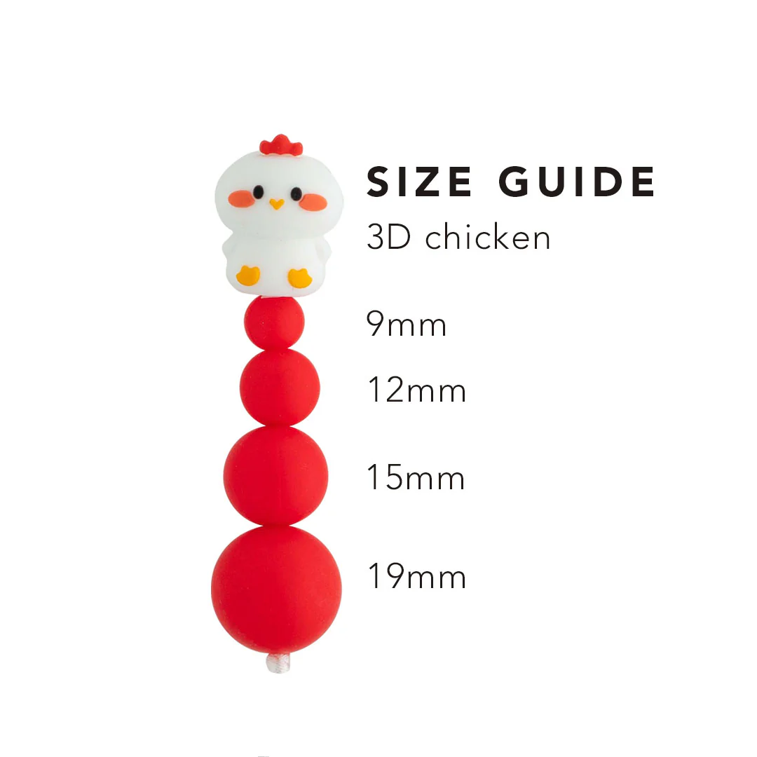 3D Chicken Silicone Focal Beads - Image 3