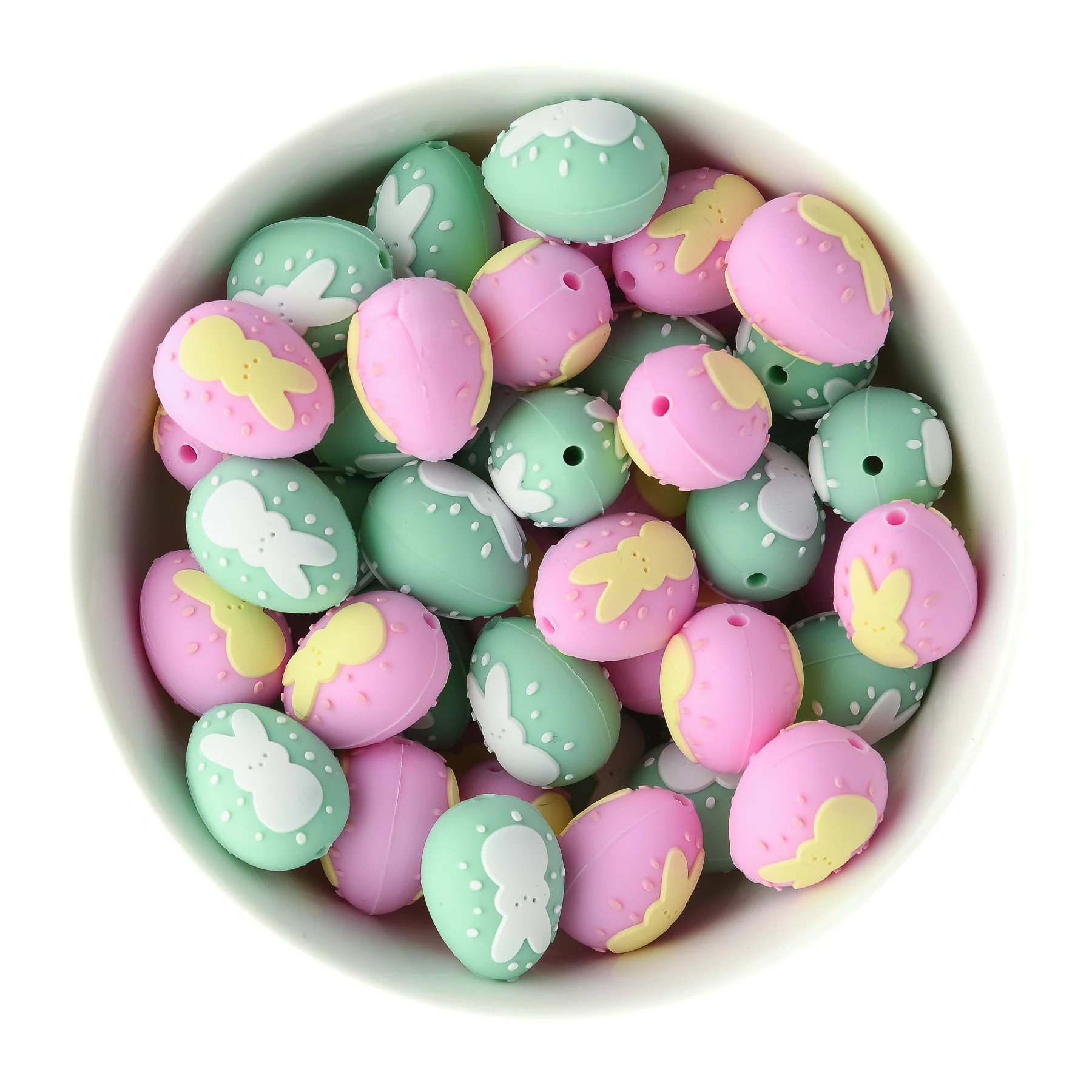 3D Easter Egg Silicone Focal Beads