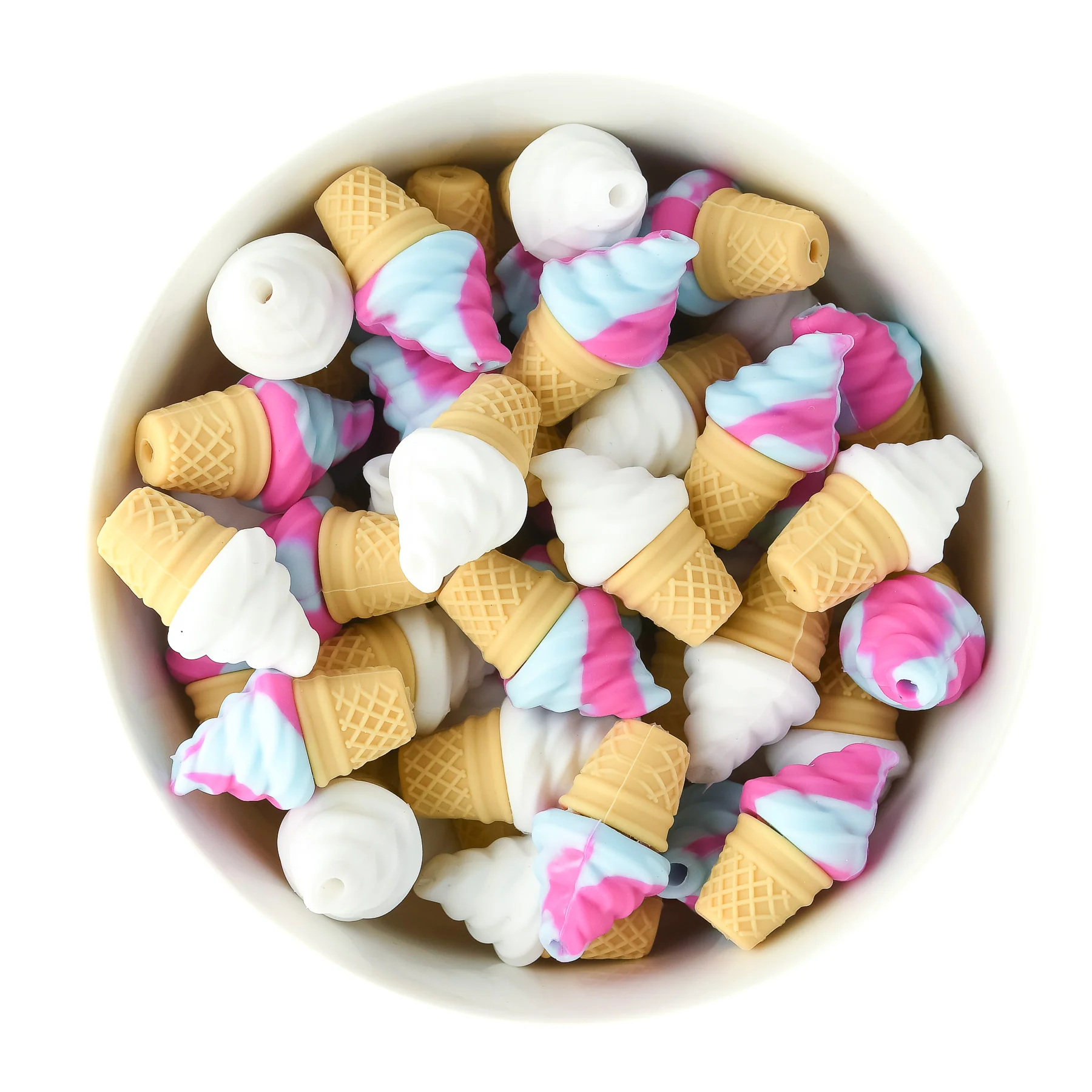 3D Ice Cream Cone Silicone Focal Beads