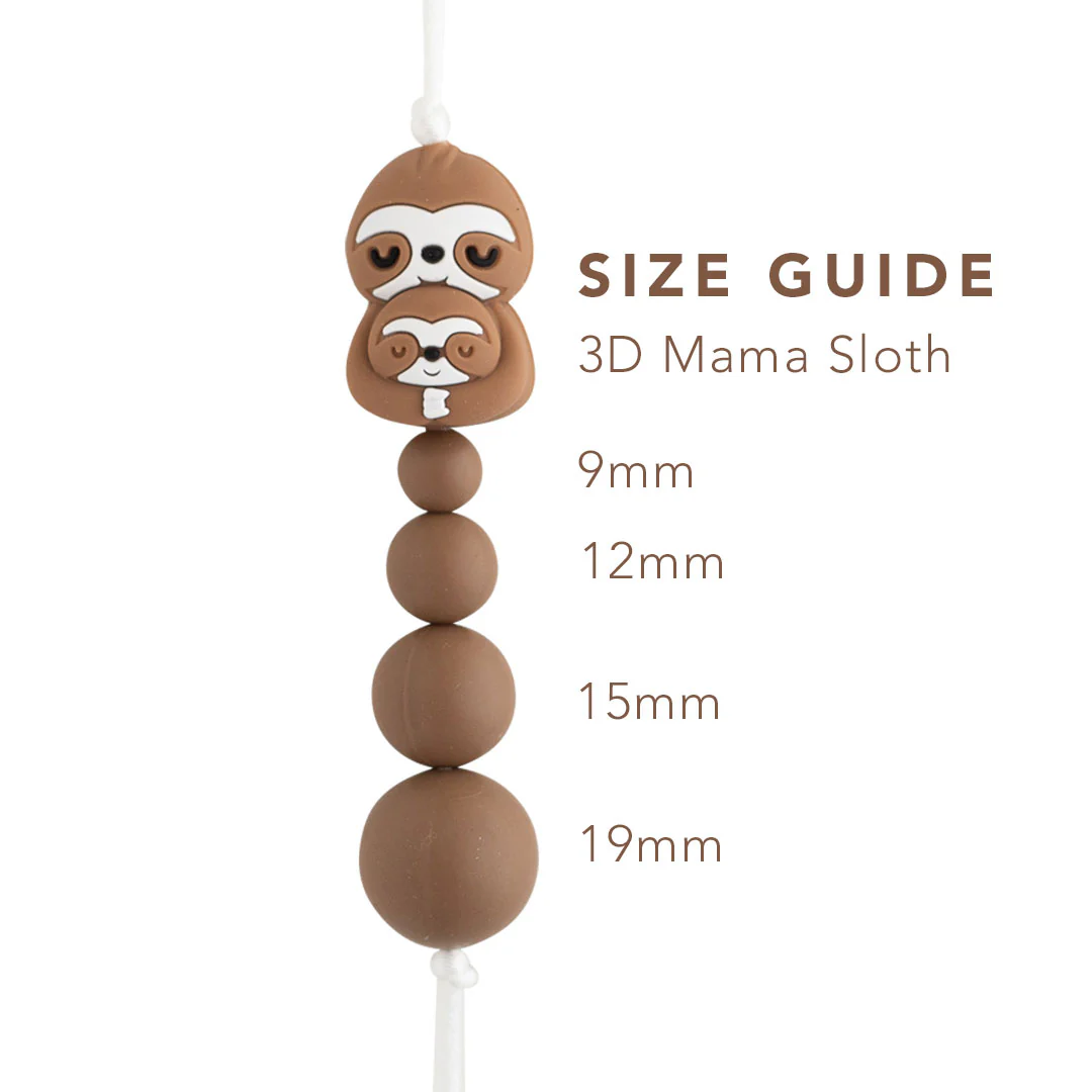 3D Mama Sloth Silicone Focal Beads - Image 2