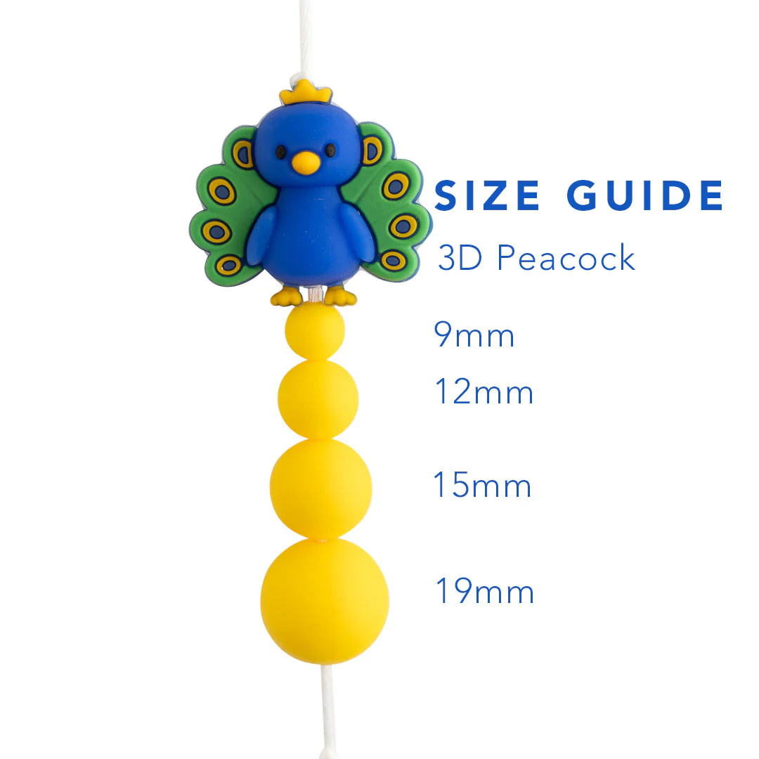 3D Peacock Silicone Focal Beads - Image 2