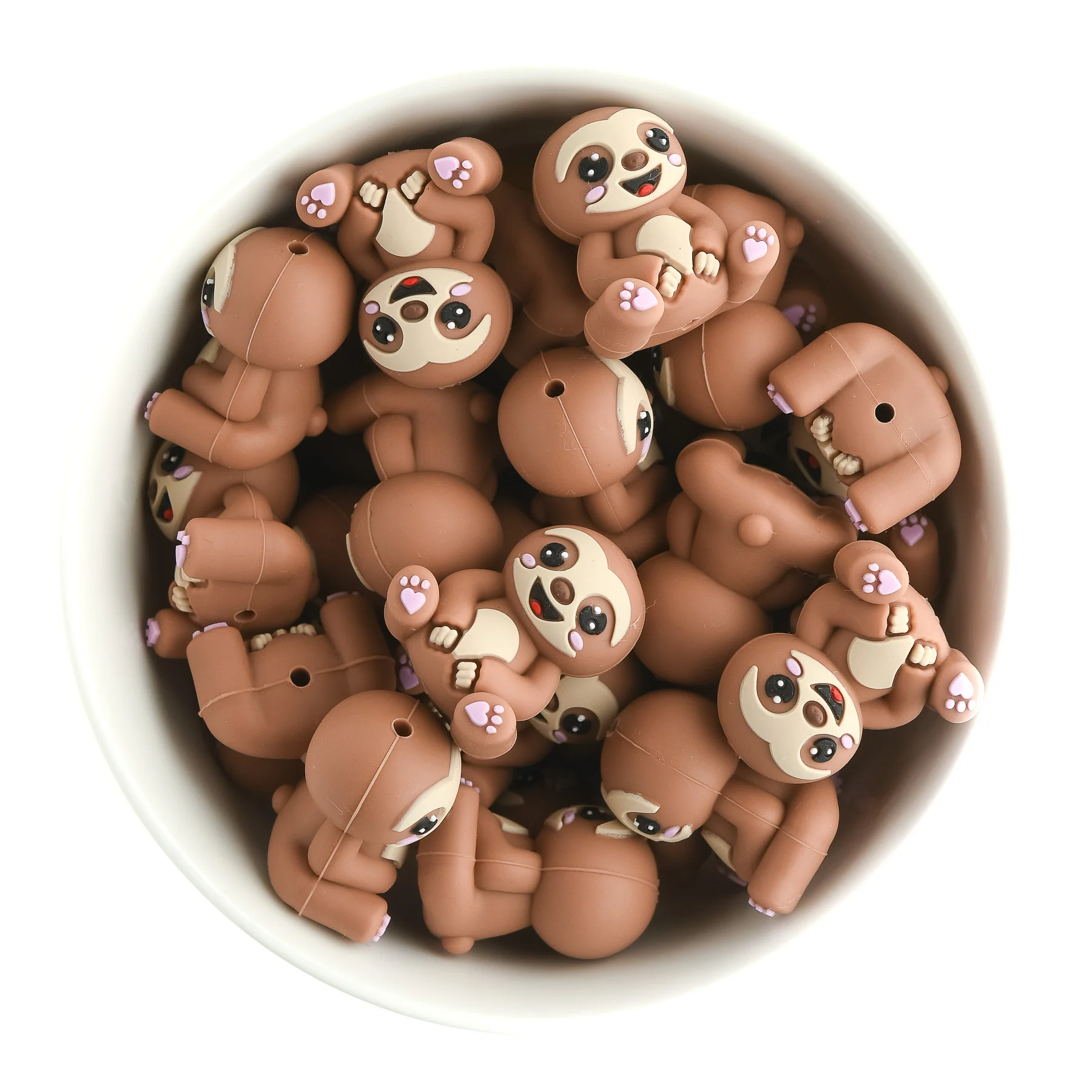3D Sloth Silicone Focal Beads