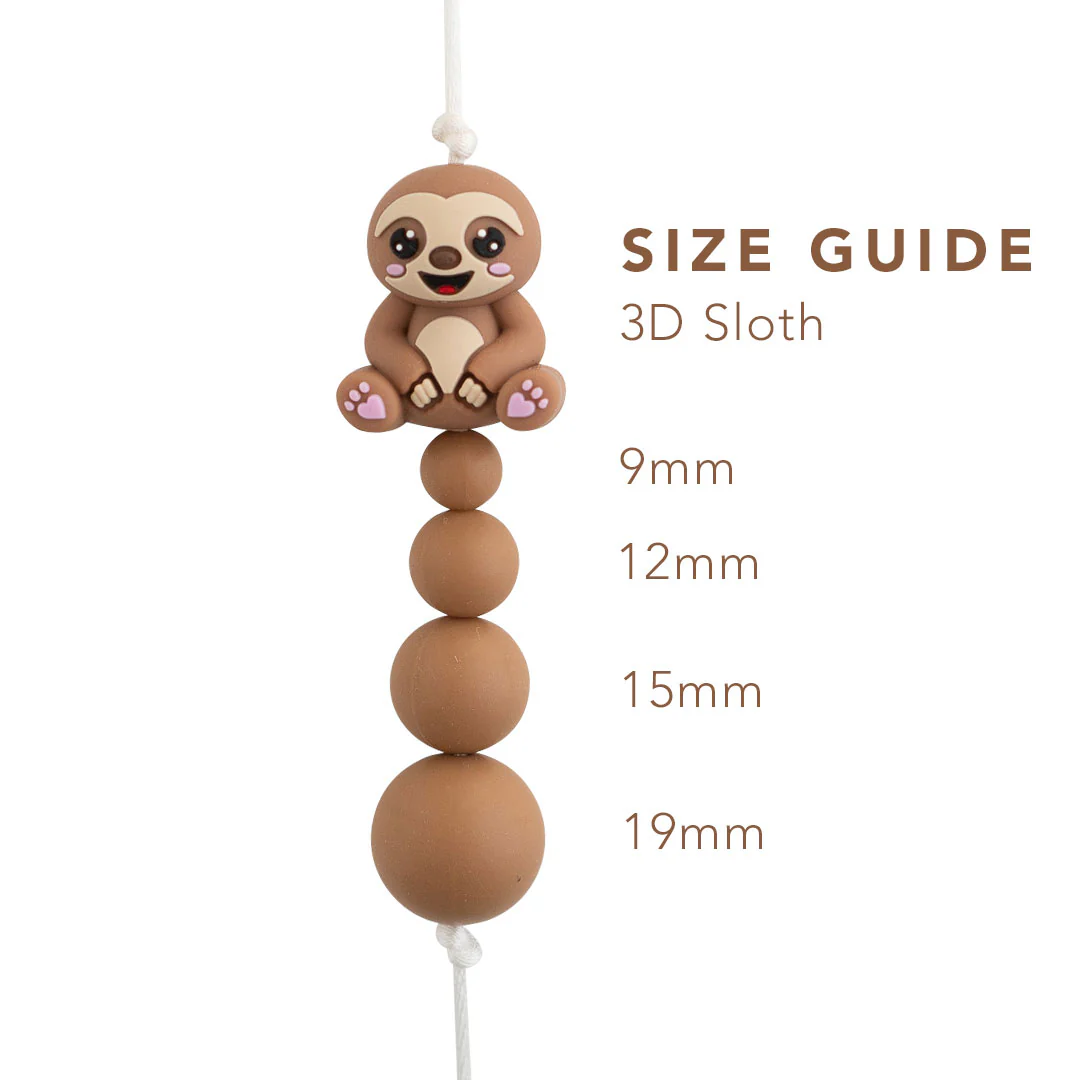 3D Sloth Silicone Focal Beads - Image 2