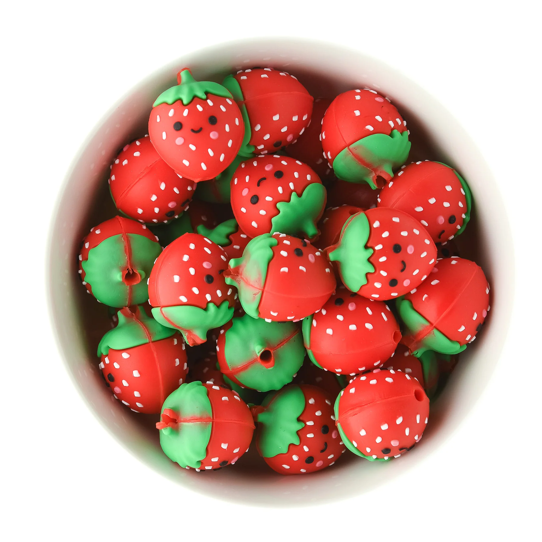 3D Strawberry Silicone Focal Beads