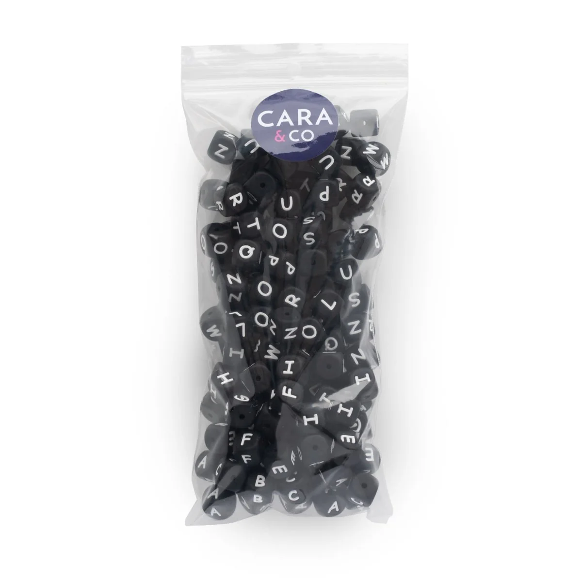 Square Black Alphabet Silicone Beads - Image 3