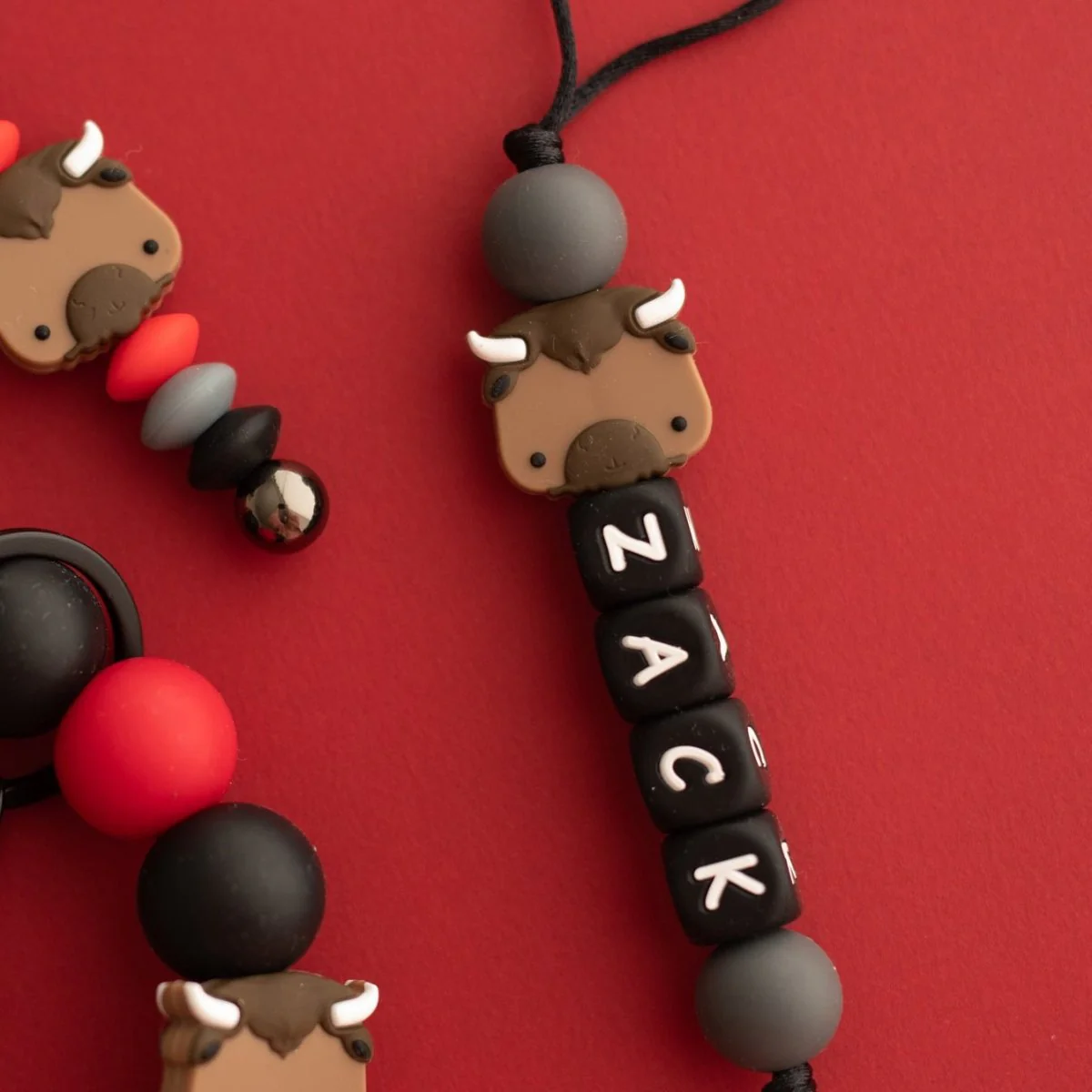 Square Black Alphabet Silicone Beads - Image 4