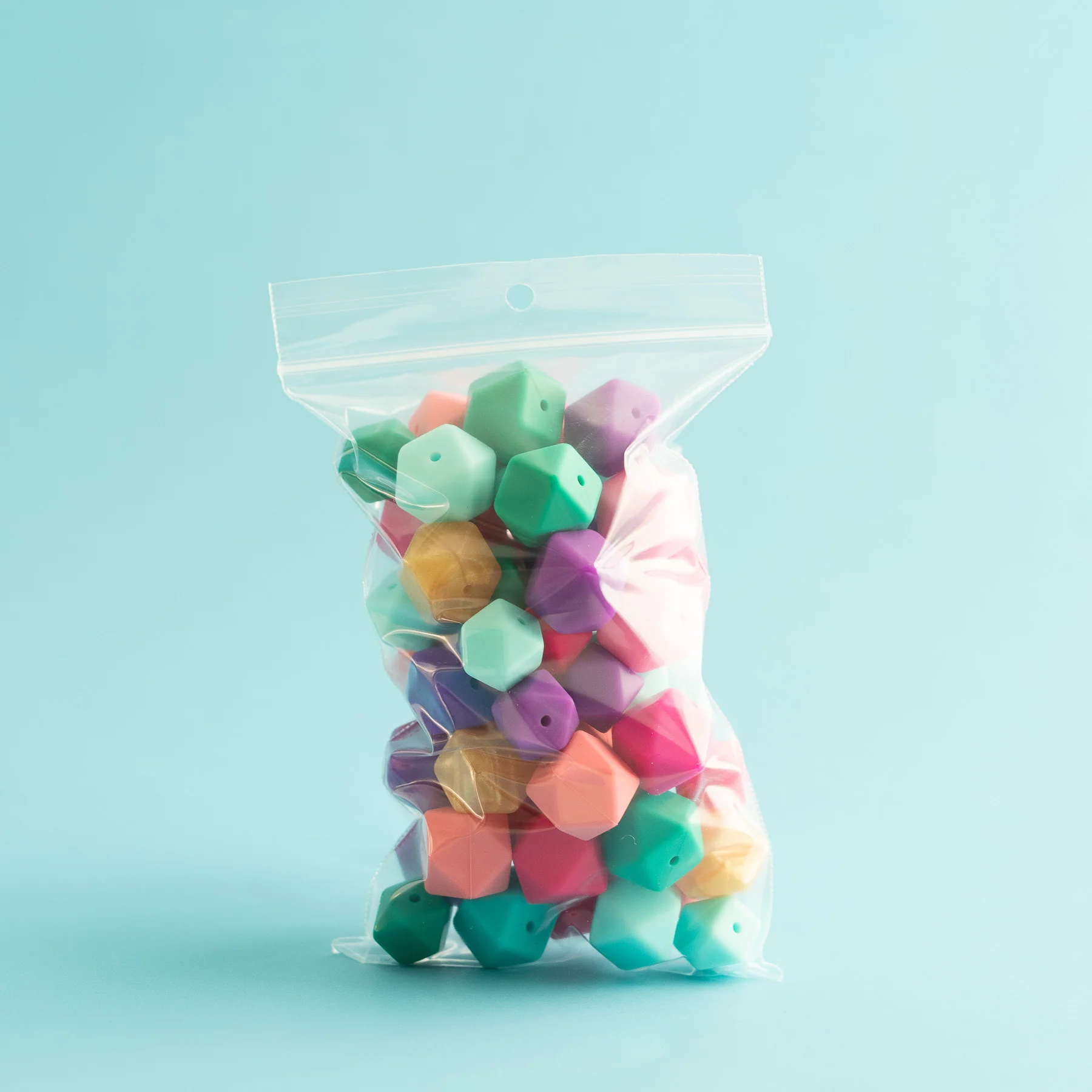 Bright Silicone Hexagon Bead Grab Bags
