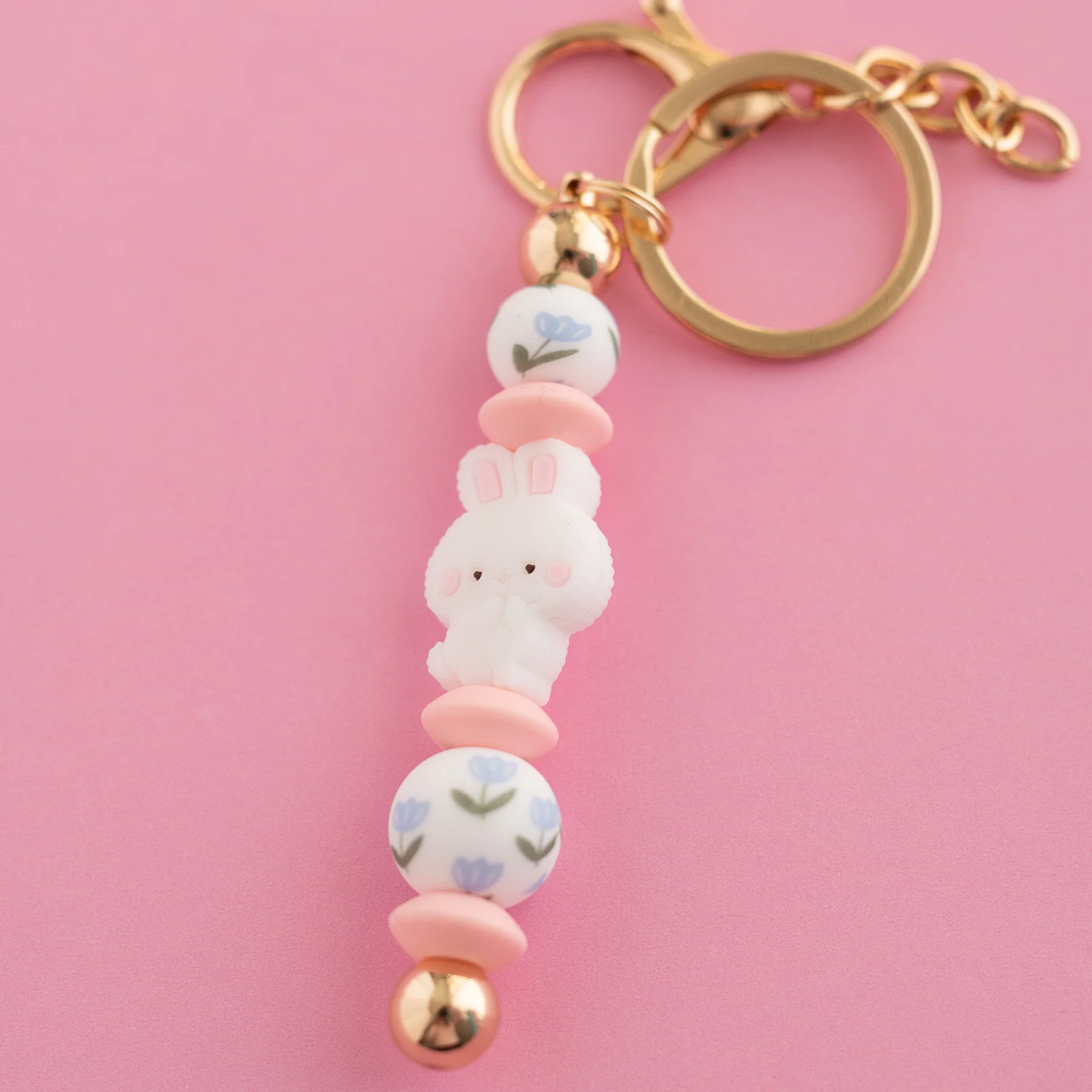 Bunny Kisses & Blooms Keychain