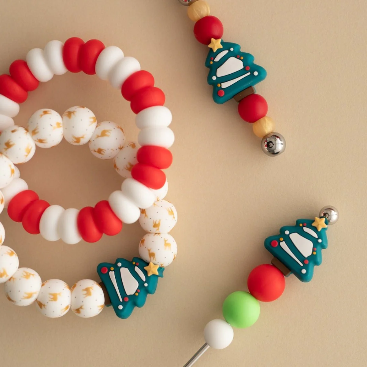 Christmas Tree Silicone Focal Beads - Image 4
