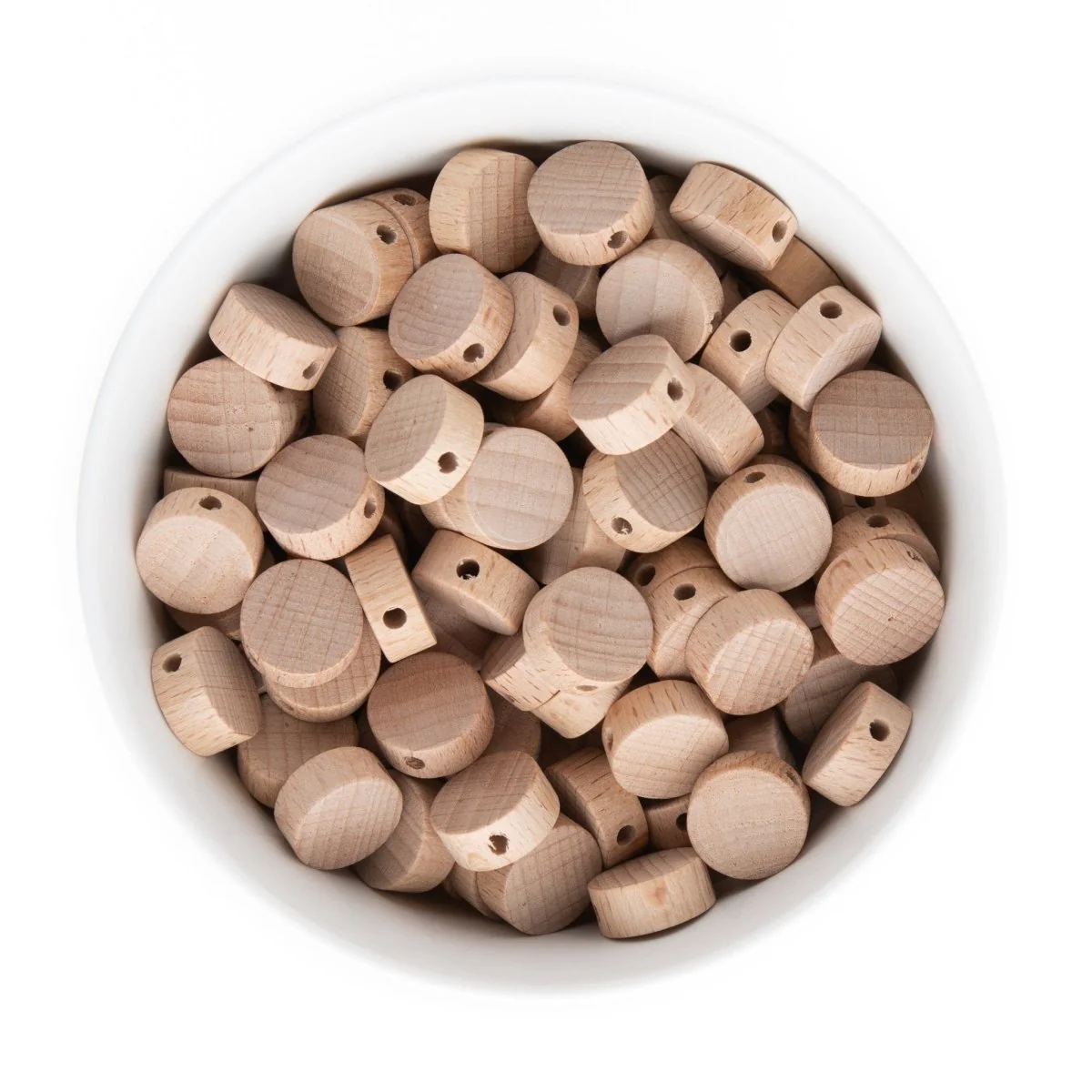 Flat Round Beech Wood Beads