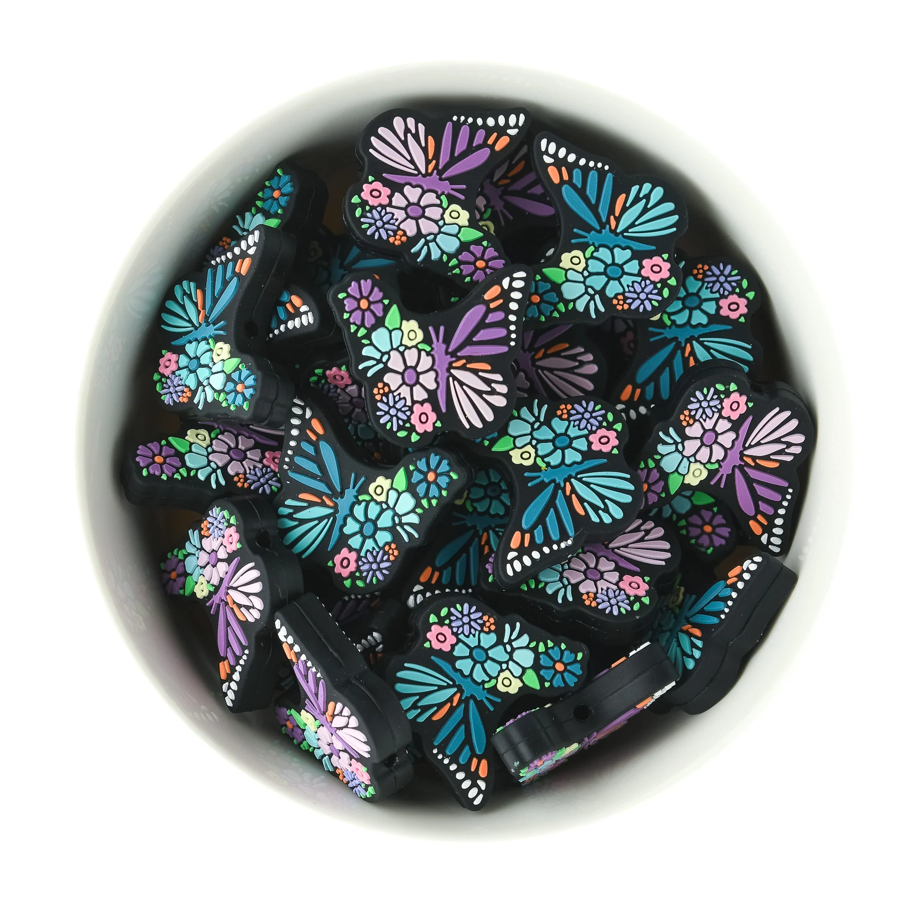 Floral Butterfly Silicone Focal Beads