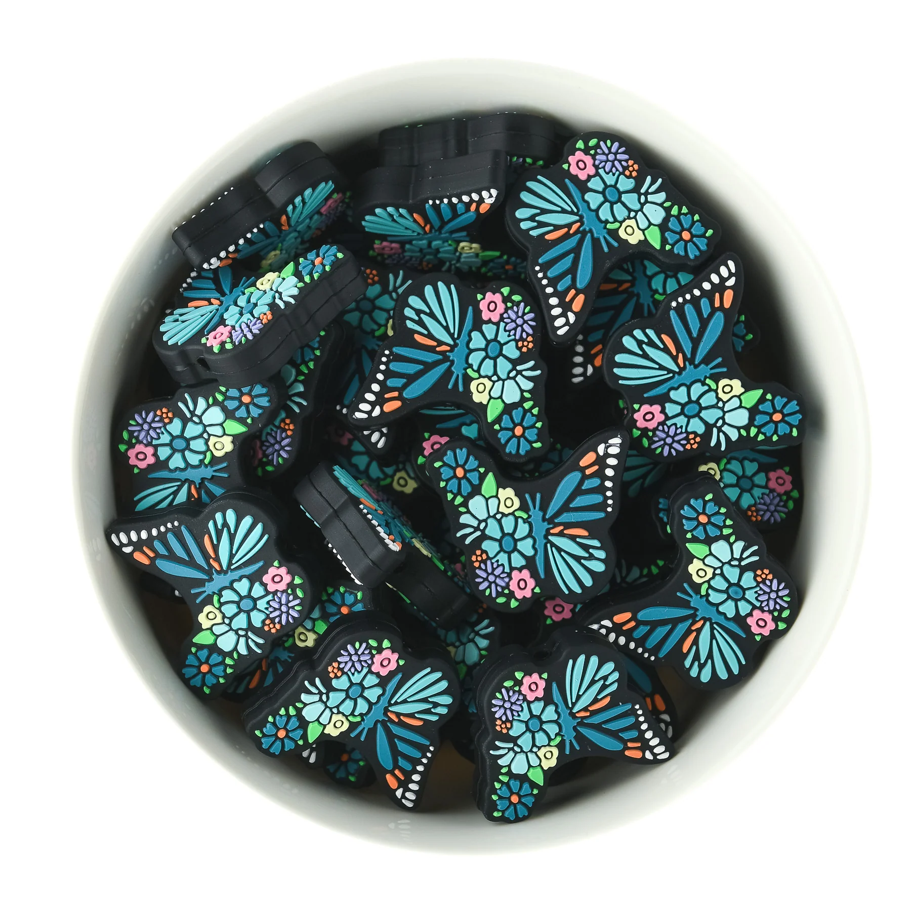 Floral Butterfly Silicone Focal Beads - Image 2