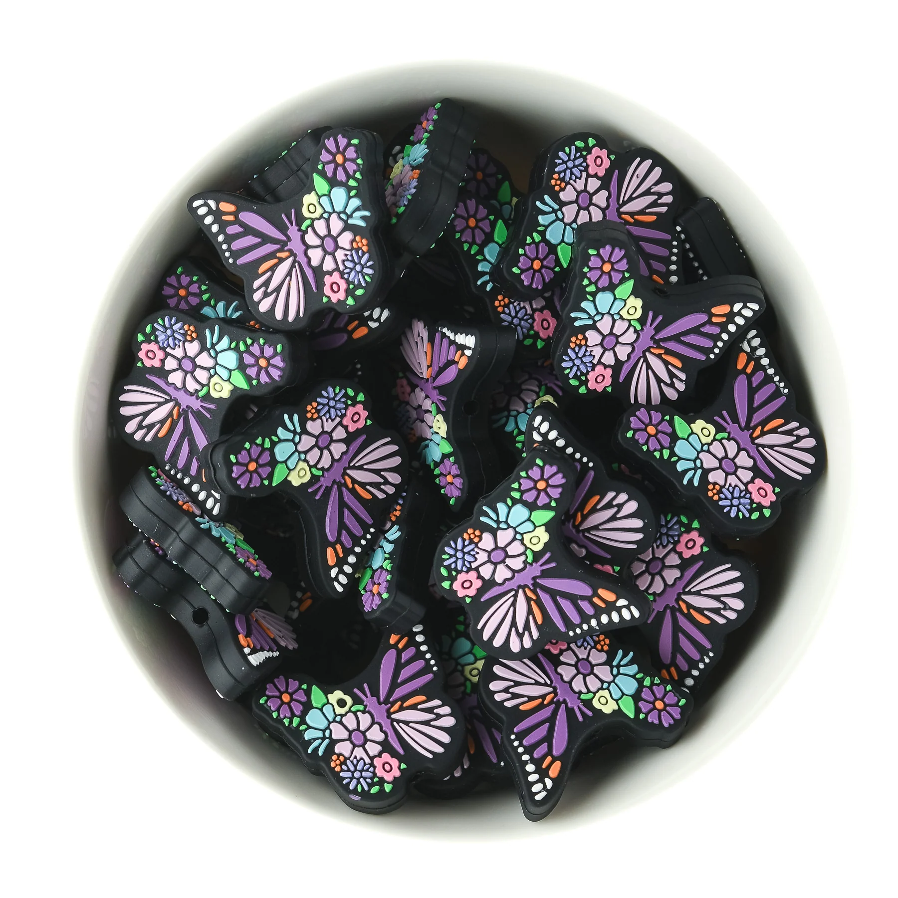 Floral Butterfly Silicone Focal Beads - Image 3