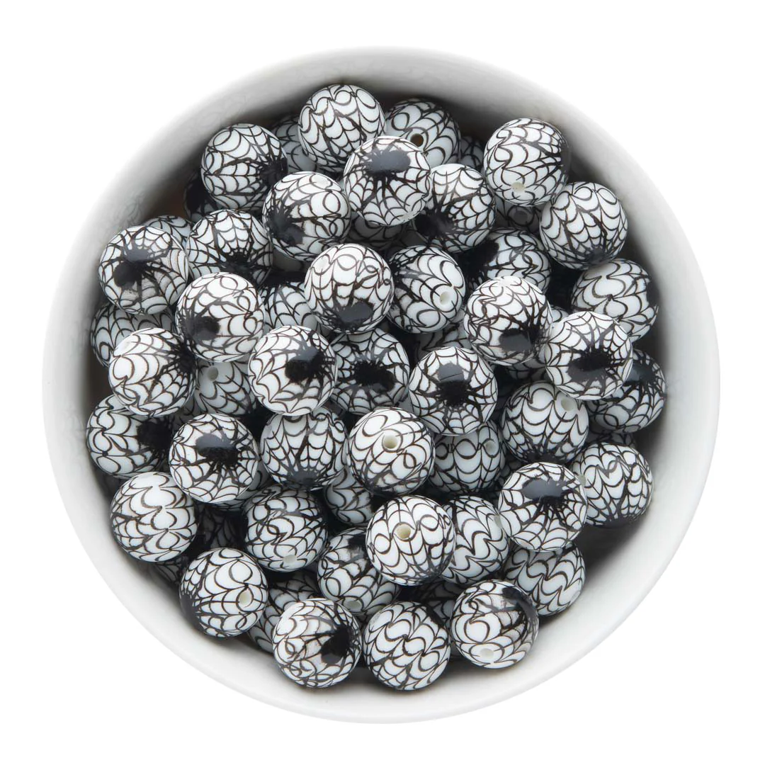 15mm Round Spider Glow-in-the-Dark Silicone Print Beads - Image 3