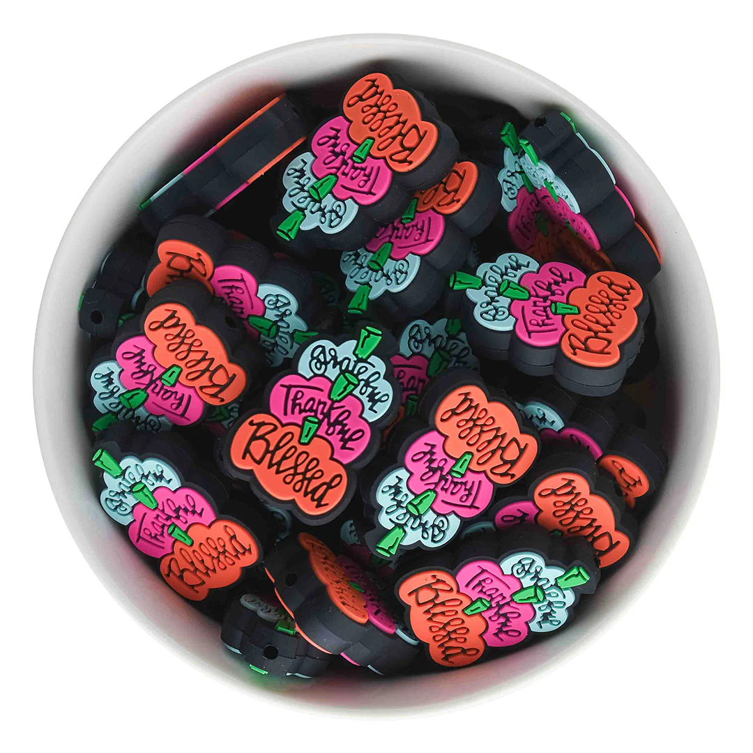 Grateful Thankful Blessed Silicone Focal Beads