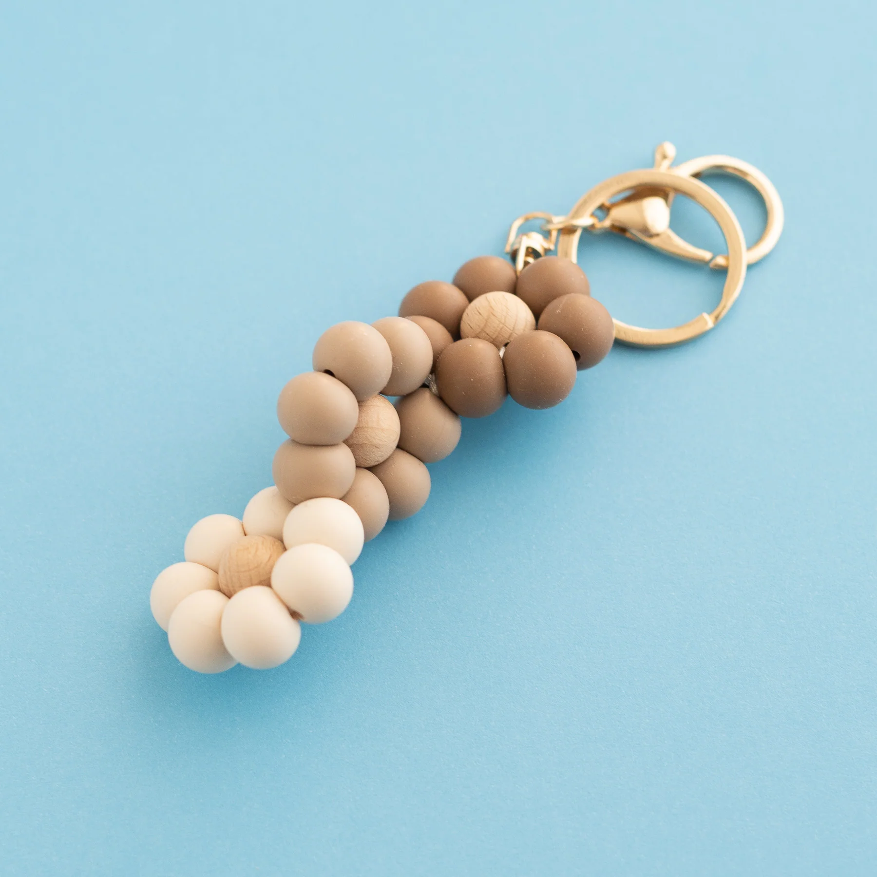 Mocha Bloom Triple Flower Keychain