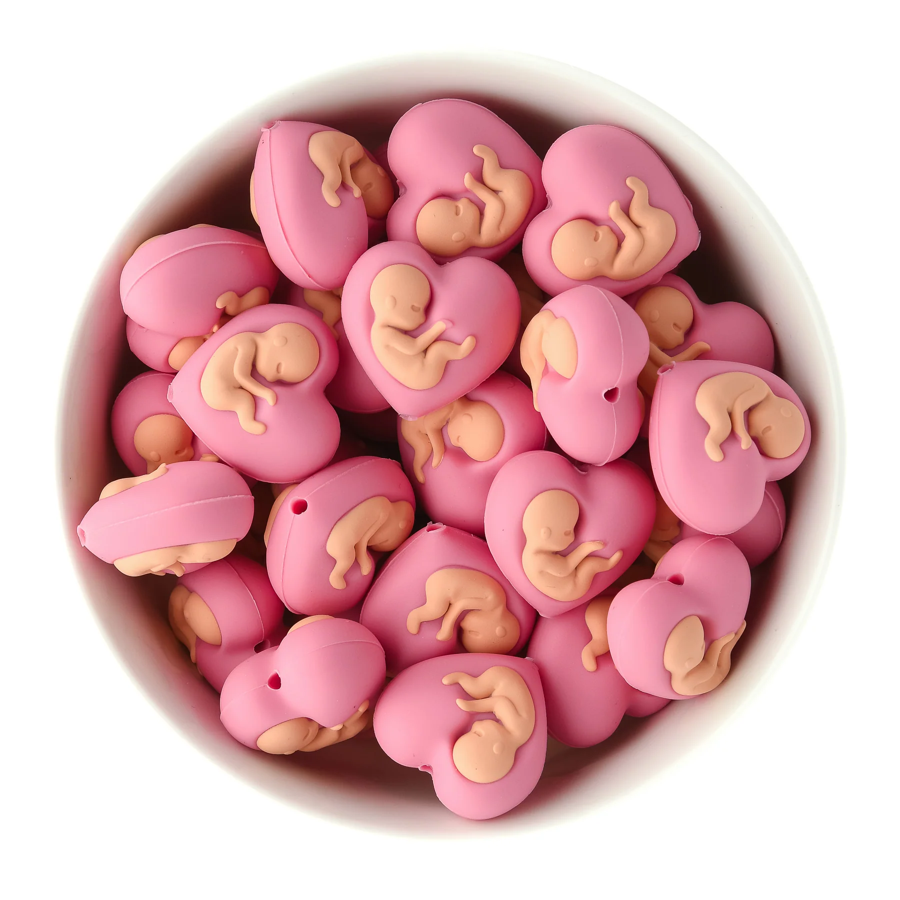 Momma's Heart Silicone Focal Beads
