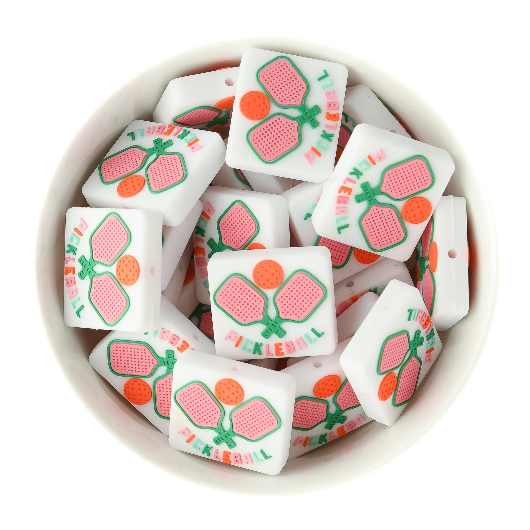 Pickleball Fun Silicone Focal Beads