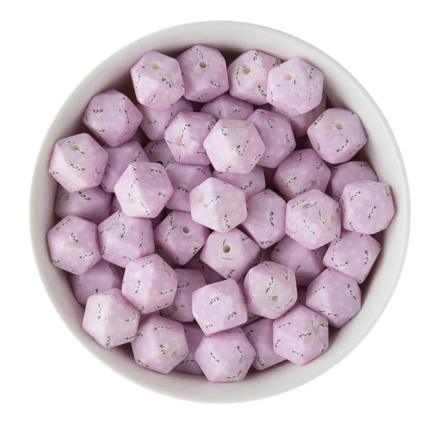 14mm Printed Silicone Hexagon Beads