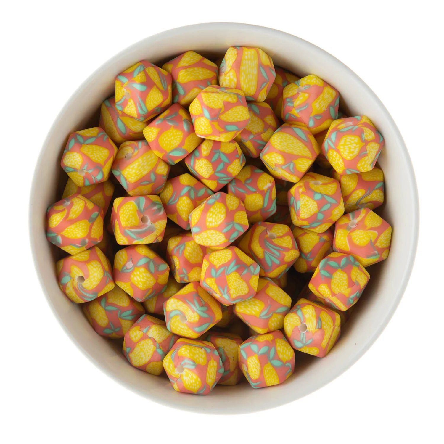 14mm Printed Silicone Hexagon Beads - Image 2