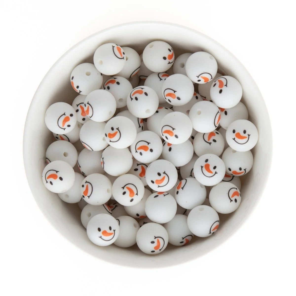 Round Snowman Silicone Focal Beads