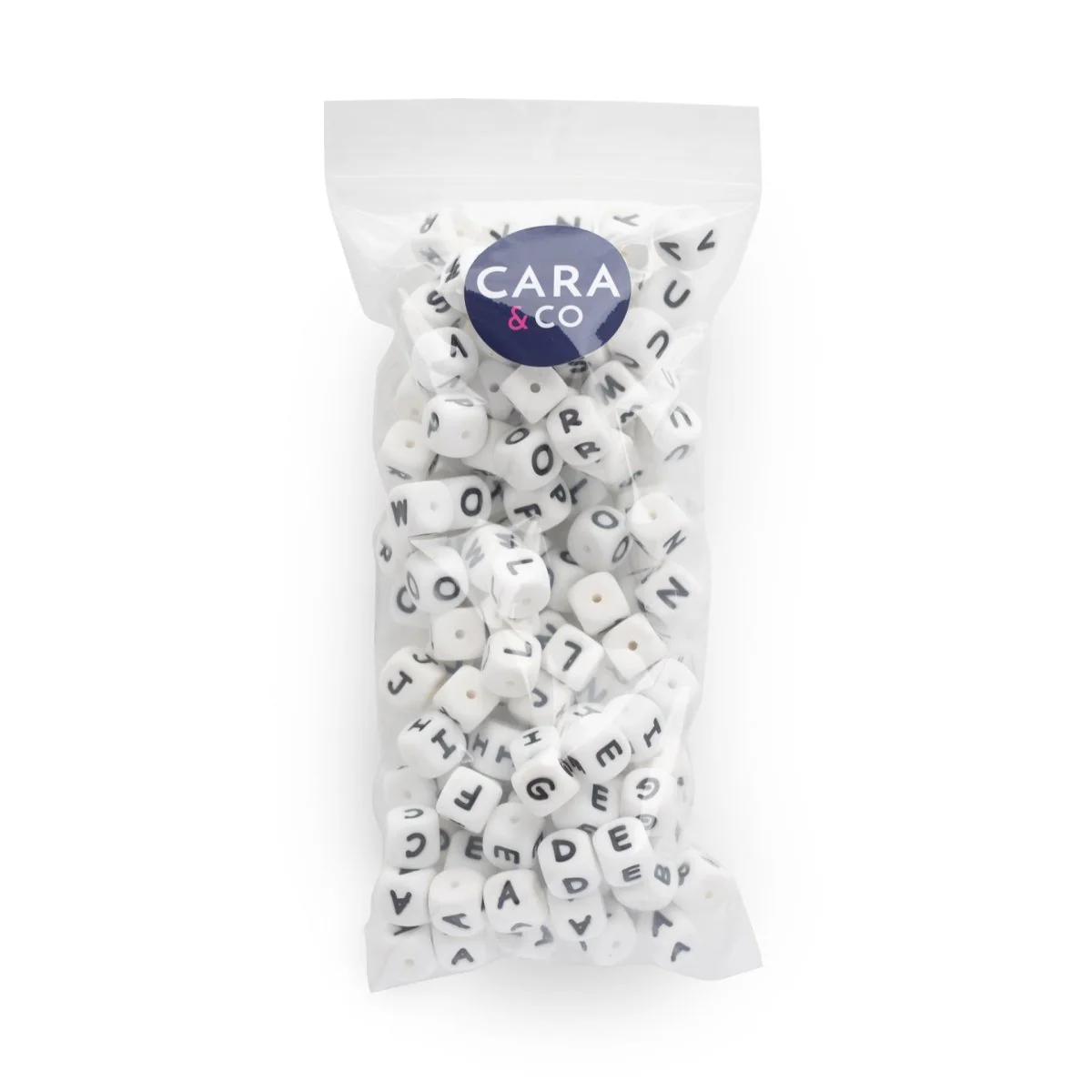 Square White Alphabet Silicone Beads - Image 3