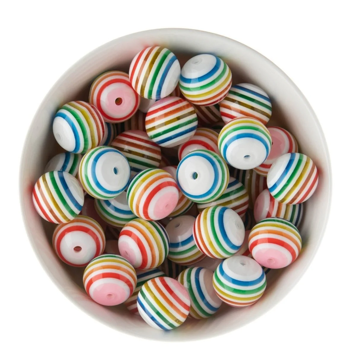 20mm Striped Acrylic Round Beads - Image 11
