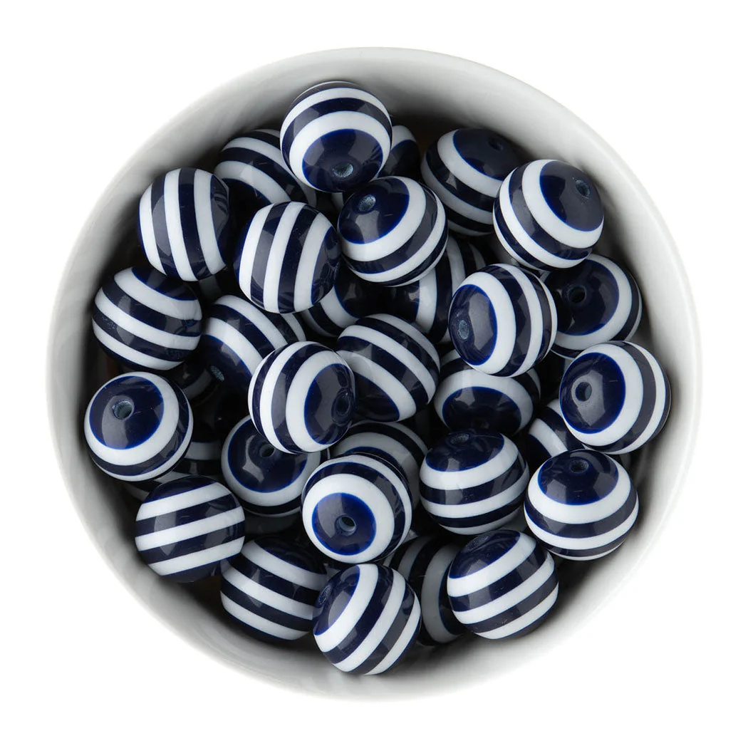 20mm Striped Acrylic Round Beads - Image 7