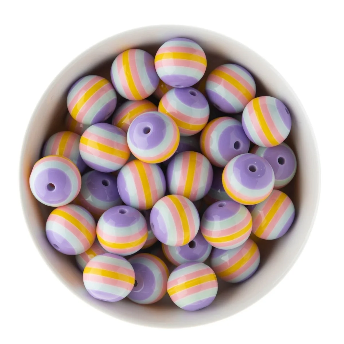 20mm Striped Acrylic Round Beads - Image 9